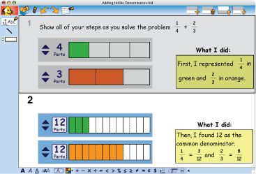 Math Manipulatives: Kidspiration Fraction Boxes Represent Fractions Visually and Model Processes and Operations