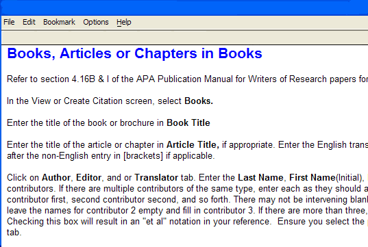 Citation Wizard's help page sample